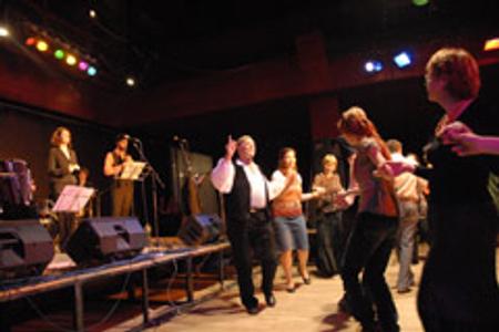 You put your right leg in... Leon Blank (centre) teaches klezmer.