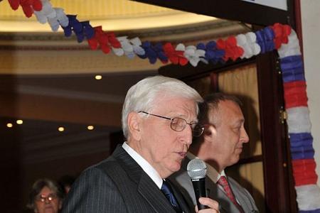 US Ambassador to Slovakia (left) welcomed guests on election night.