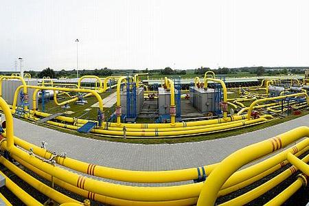 Gas pipes on the premises of Nafta in Plavecký Štvrtok.