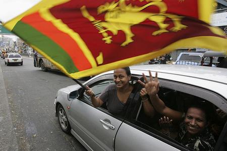 Sri Lankans celebrate victory over the Tamil Tiger rebels.