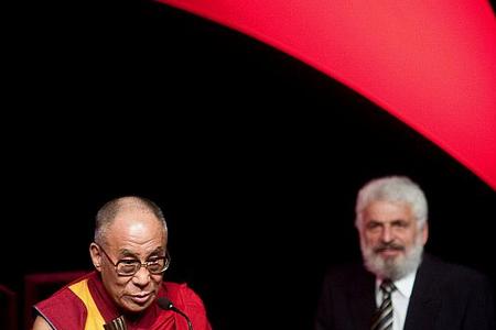 The Dalai Lama and Fedor Gál, accepting their awards.