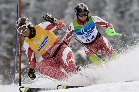 Olympic champion Jakub Krako (r) and his guide Juraj Medera. 