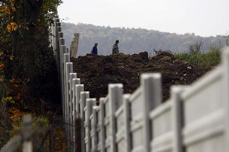The wall in the village of Ostrovany.