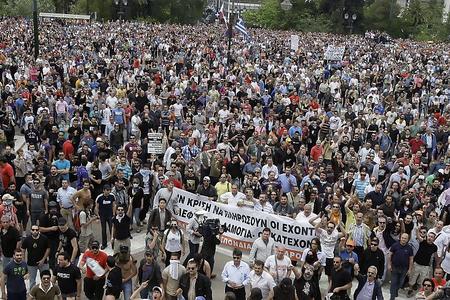 Greeks have been protesting against government cuts.