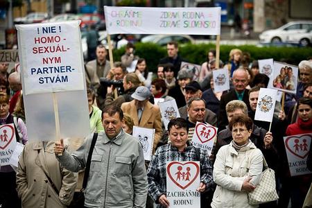 Anti-Pride protesters in Bratislava.