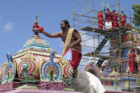 A temple being consecrated on the island of Mauritius.