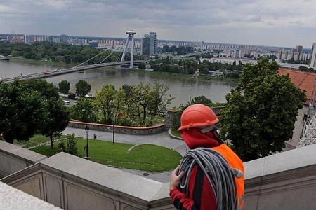 Bratislava's New Bridge is a city landmark. 