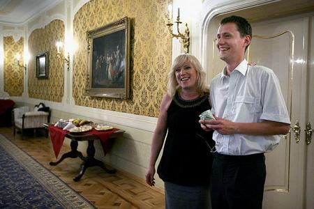 PM Iveta Radičová with her new spokesperson, Rado Baťo. 
