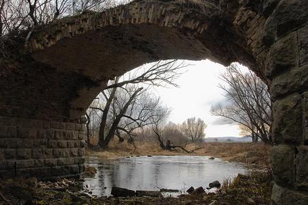 Remains of the 1880 bridge over the Morava. 