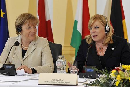 Angela Merkel and Iveta Radičová