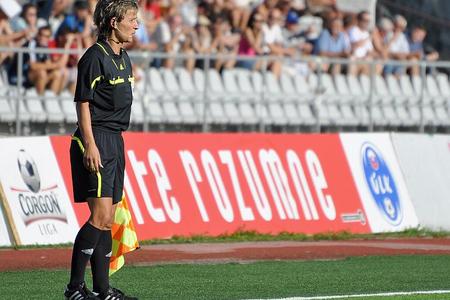 Mária Súkeníková is the first woman to referee a match in the Corgoň League.