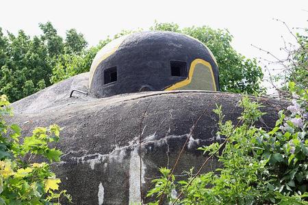 One of the bunkers peeks out amid trees near the Austrian border.