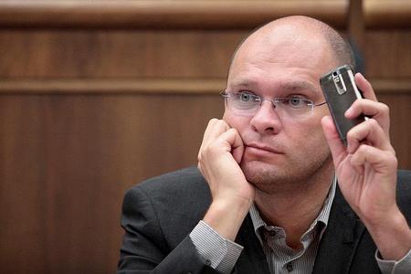 A double-edged sword? Richard Sulík and his mobile. 