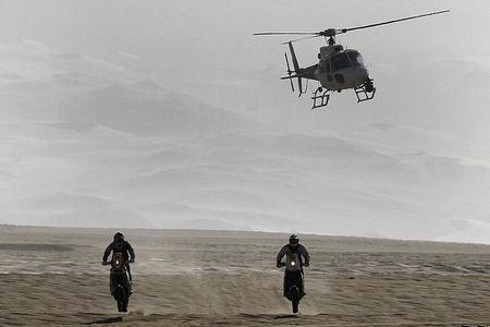 Štefan Svitko (r) and Felipe Zanol of Brazil racing in the 13th leg of the Dakar Rally.