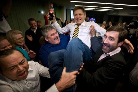 Robert Fico celebrating.
