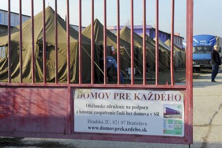 Tents were erected for homeless people in February. 