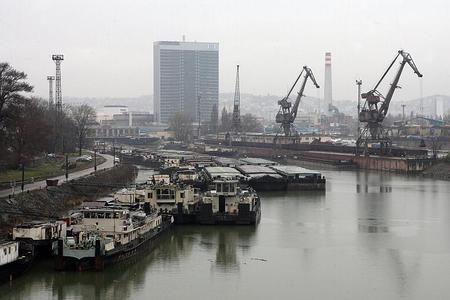 The Danube cargo port in Bratislava.