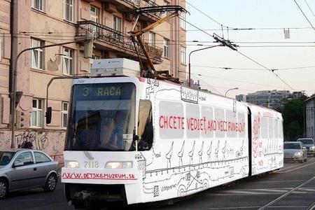 A tram ad for the Children's Museum. 