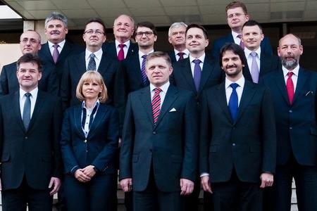 The new cabinet greets the media. 