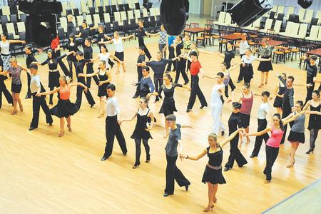 The Košice Open dance festival group training for competing dancers..