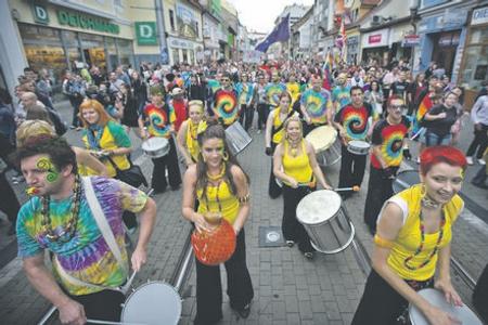 Rainbow Pride paraders filled Bratislava's streets.