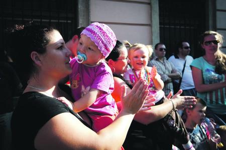 Several mothers with babies took part in the protest in front of the British Embassy.