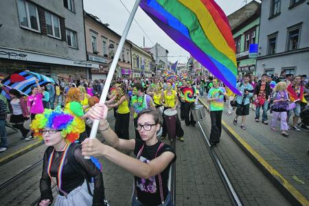 The Rainbow Pride 2015 parade in Bratislava.