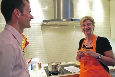 Ambassador Daphne Bergsma (r) shares her passion for food.