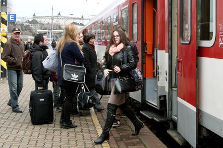 Travelling by trains, illustrative stock photo. 