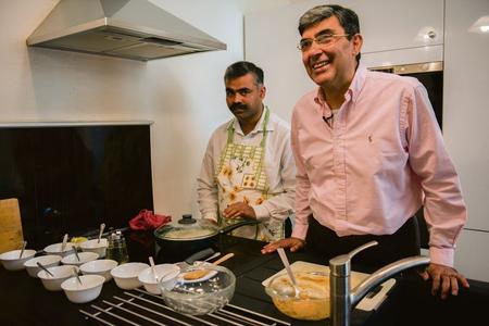 Indian ambassador Rajiva Misra, the family chef Janardana Prasad
