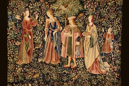 A tapestry depicting The Noble Life cycle from the Musée du Cluny (south Netherlands, around 1500).