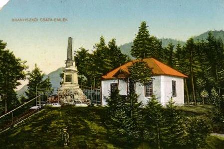 In this old postcard, a monument commemorates a bloody battle between Hungary and Austria, in which Slovaks took part in 1849.