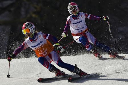 Paralympic alpine skier Henrieta Farkašová’s ride with her guide, Natália Šubrtová.