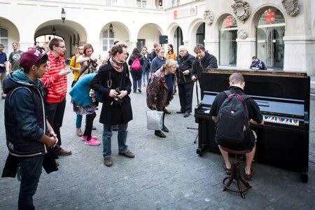 Piano in the courtyead of Old Town Hall in Bratislava