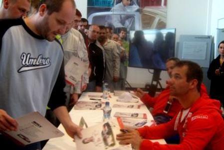 Sébastien Loeb gives autographs to Citroen employees