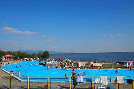 Swimming pool on the shore of Zemplínska šírava (dam)