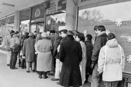 Queueing for goods was common under the communist regime.