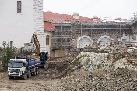 Building parking lot at the Bratislava Castle. 