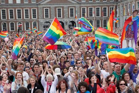 Yes supporters in Ireland referendum.