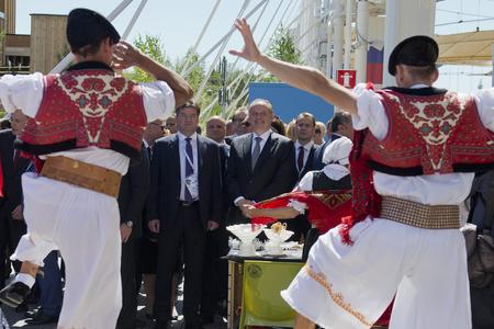 Foriegn Minister Miroslav Lajčák L) and President Kiska visited Slovak pavilion at Expo