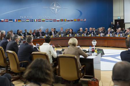Meeting of NATO defence ministers in Brussels (Slovak Glváč 6th from left at the table)