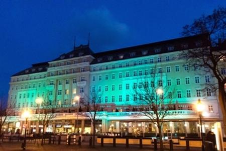 The Radisson Blu Carlton Hotel in Bratislava turned green on St Patrick's Day.
