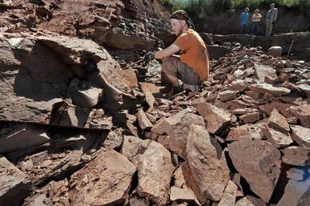 Paleontologist Andrej Čerňanský at work