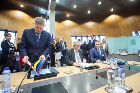 l-r: PM Robert Fico, EC President Jean-Claude Juncker, Deputy PM for Investments and Informatisation Peter Pellegrini