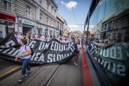 Teachers march on Obchodná Street