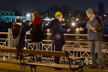 People in Bratislava welcome 2016. 
