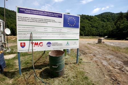 Boards across Slovakia show EU co-financed projects. 