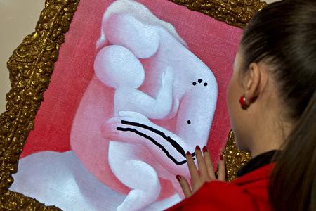 Visitors can touch the digital copy of Madonna by M. Galanda. 