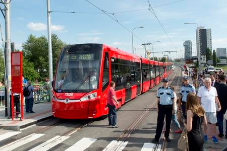 Trams finally connect Danube banks