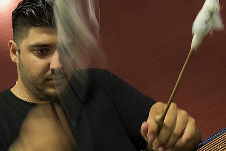 Fery Reiner during the playing the famous song on cimbal by Nikolai Rimsky-Korsakov